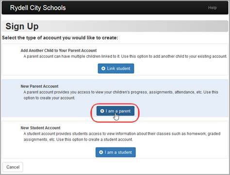 Creating a Parent Account .
